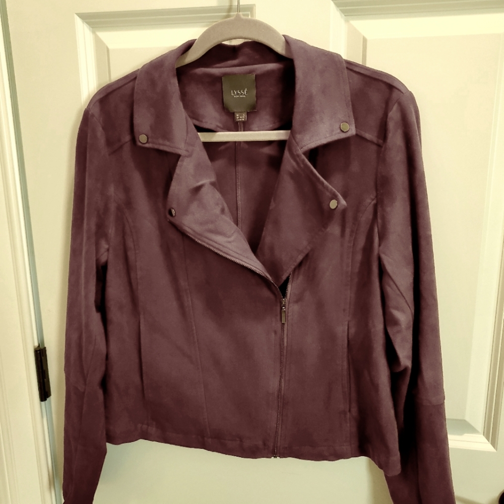 Lysse vegan suede Moto jackets maroon  L & XL NWT